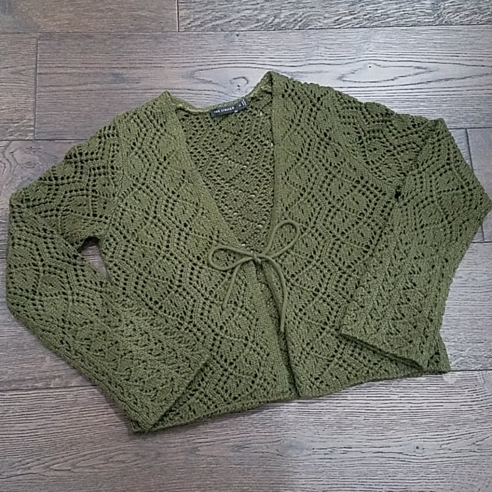The Limited crochet sweater with front tie
